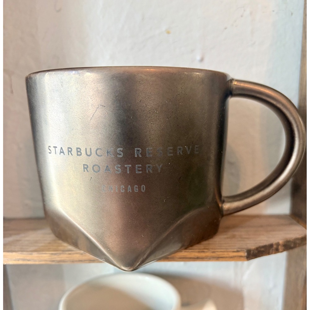 Starbucks Reserve Roastery Chicago Metallic Bronze Faceted Ceramic Mug 12oz 2019